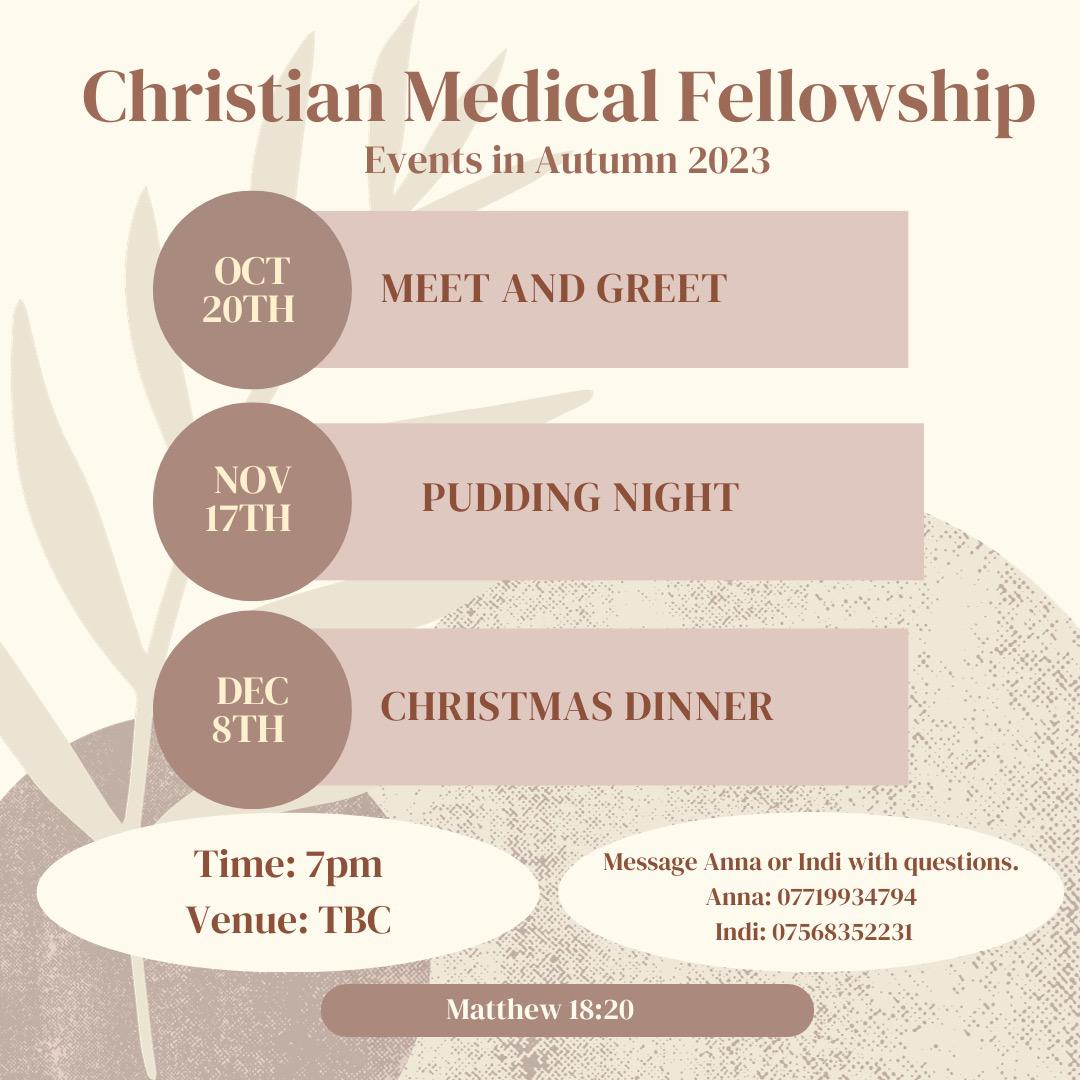 list of autumn 2023 events; october 20th meet and greet; november 17th pudding night; december 8th christmas dinner. time for all is 7pm with venue tbc.