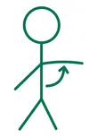 A human body with its arm moving away from its body and upwards