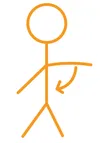 A human body with its arm moving towards its body