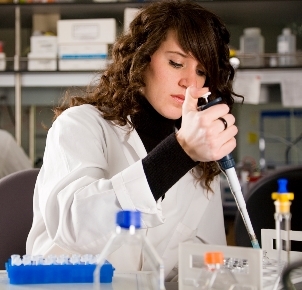 girl working in lab