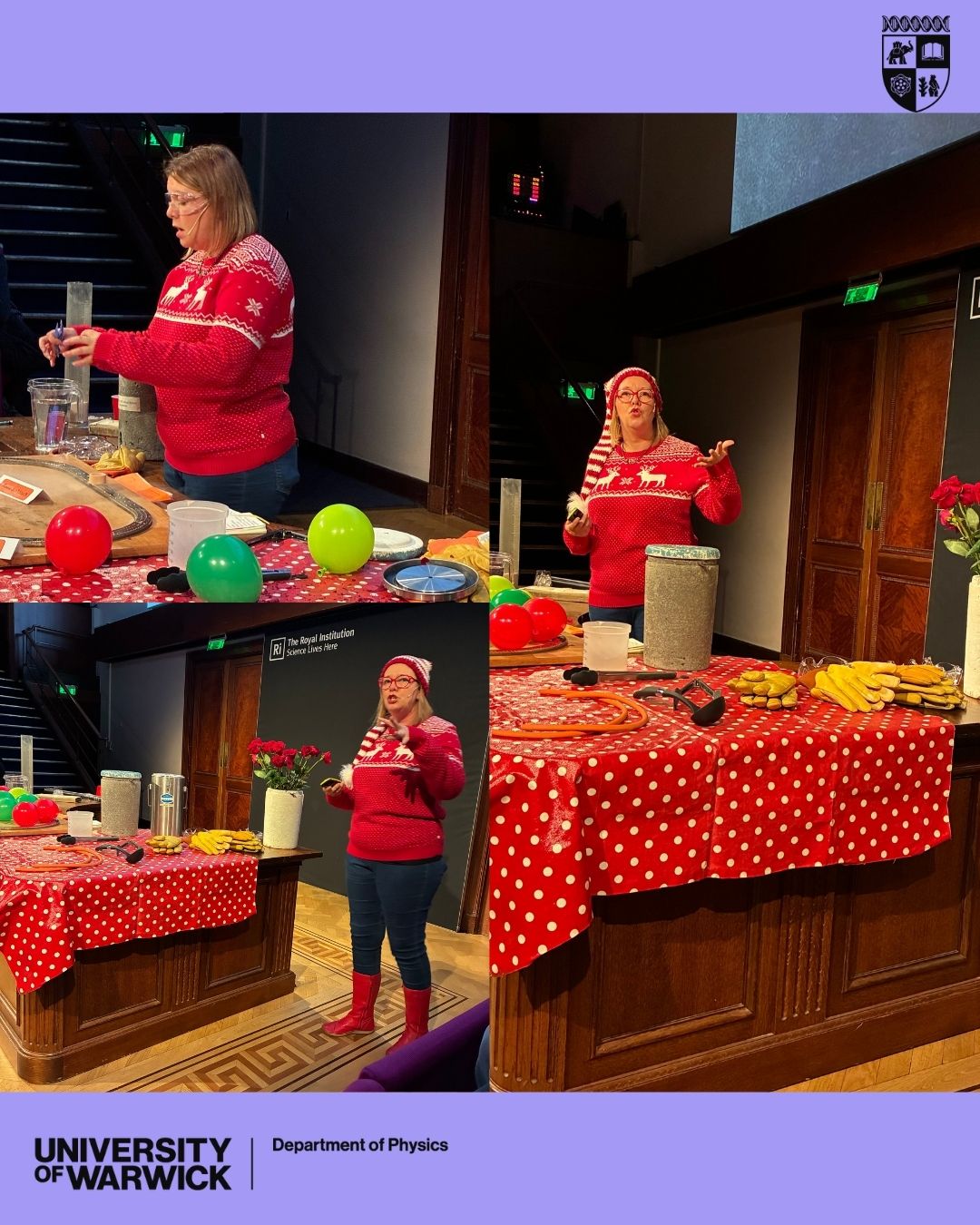 Images of Ally presenting at the Royal Institution