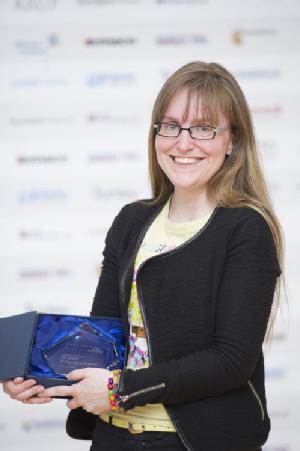 Rachel Edwards receiving award for PE