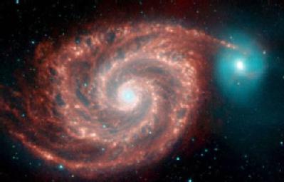 Spitzer space telescope image of the Whirlpool Galaxy, showing remarkable similarity to the much earlier sketch