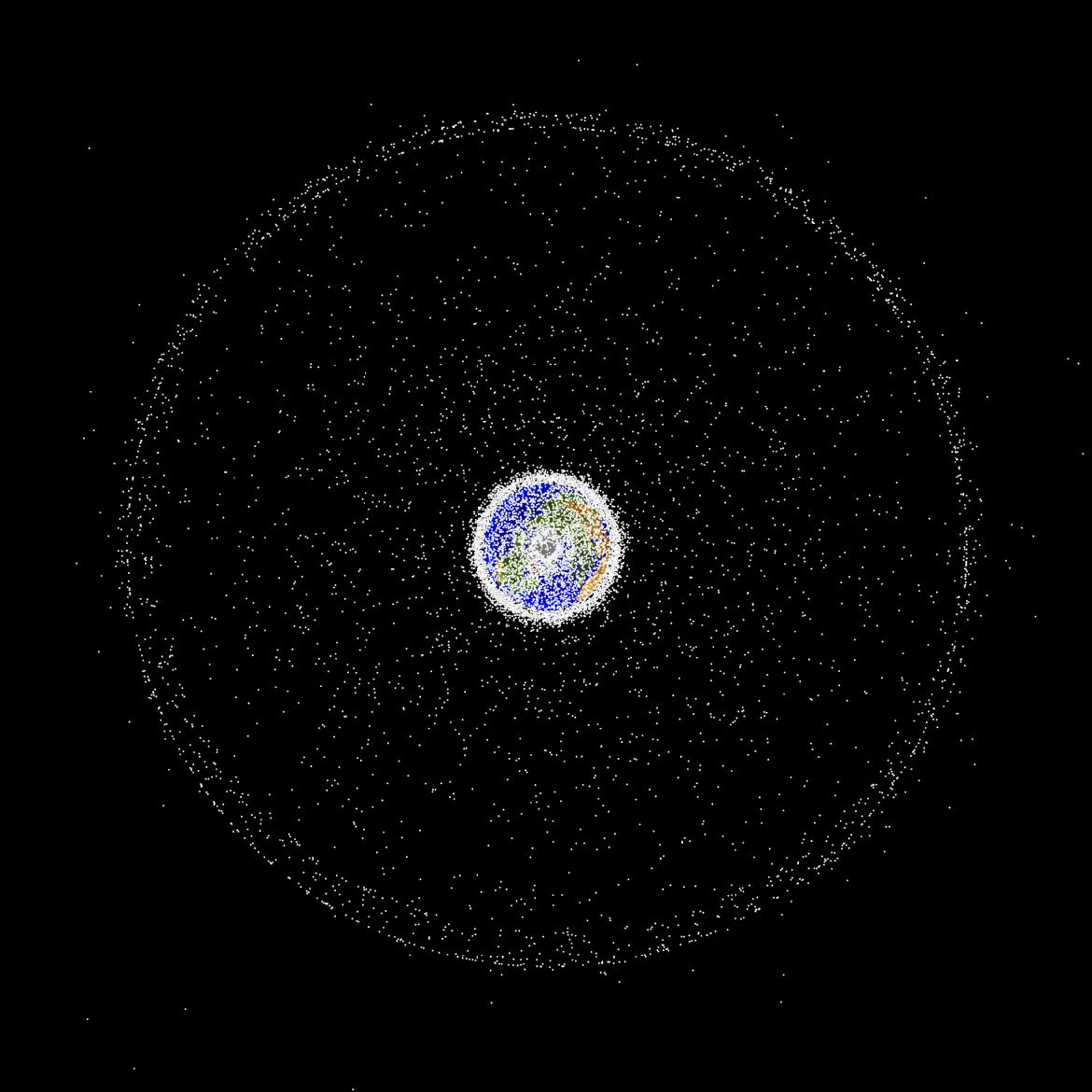 Orbital debris field of the Earth