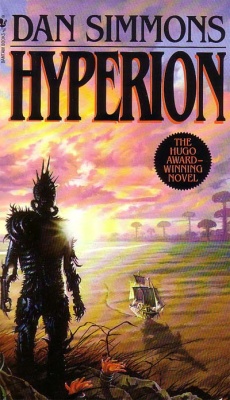 Cover image for Hyperion by Dan Simmons. source: wikimedia/Bantam Books