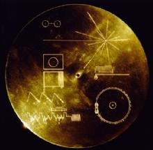 The inscribed cover of the Voyager missions golden disk