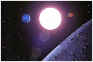 The view from the runaway Moon in Space 1999 episode The Last Enemy