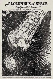 Illustration accompanying Columbus of Space in Amazing Stories, drawn by Ray Wardell