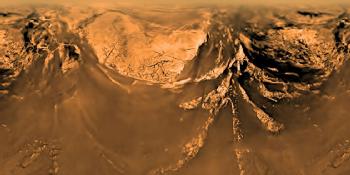 The surface of Titan, as seen from the Huygens probe in 2005.