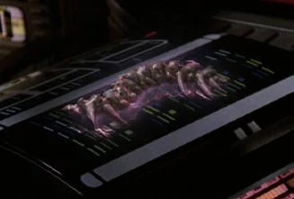 The unconvincing dark matter alien in Star Trek Voyager episode, Good Shepherd. source: fandom.org