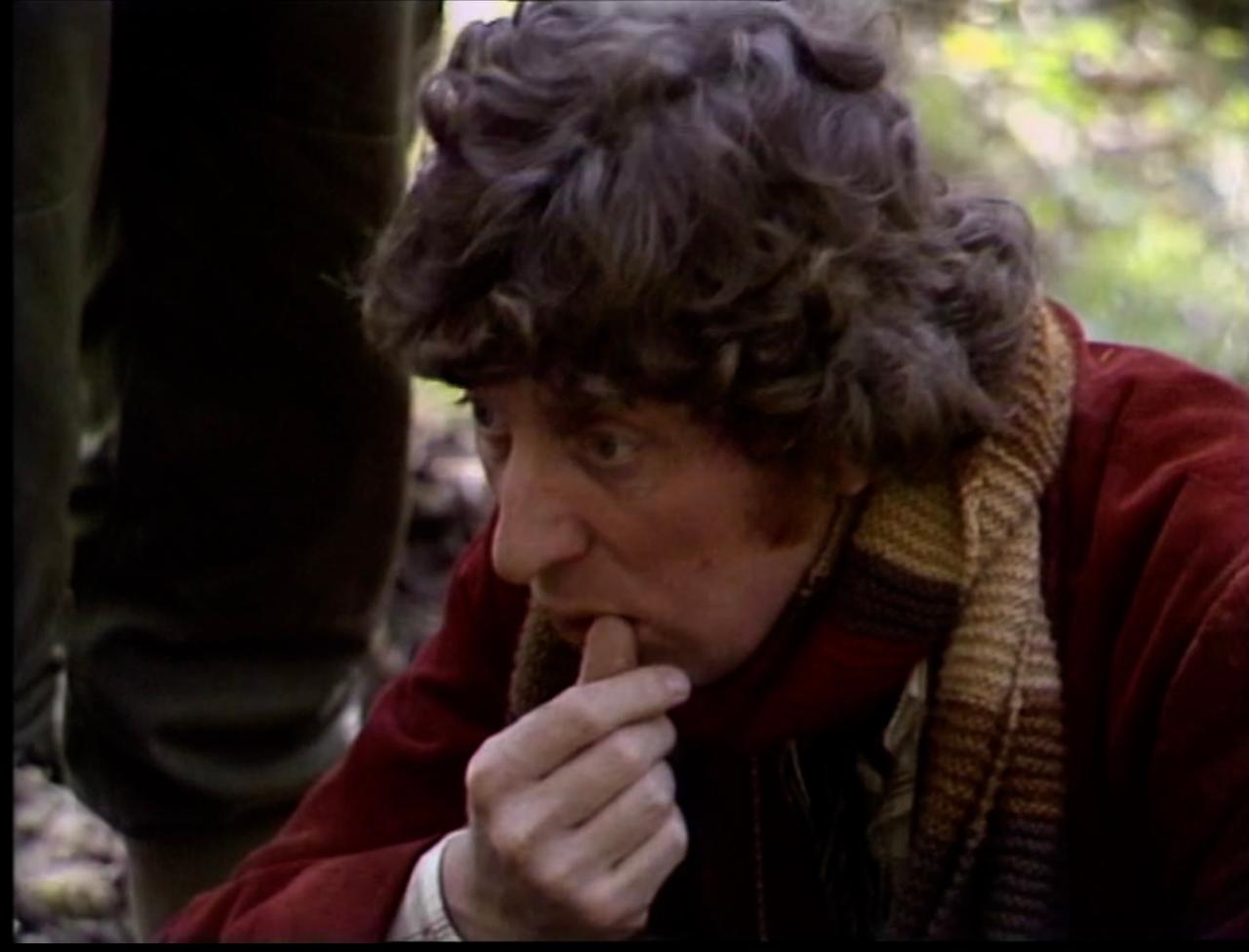 The Doctor investigates evidence for the Robot's activities. source: BBC iPlayer