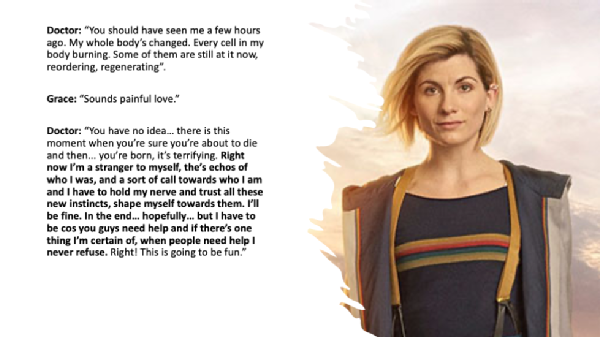 A quotation from the Thirteenth Doctor, played by Jodie Whittaker