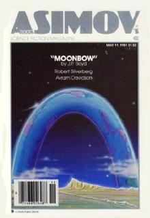 The front cover of Asimov's Science Fiction, May 1981, illustrating Moonbow by J P Boyd.