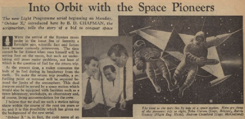 Extract from Radio Times article on Orbiter X from September 1959