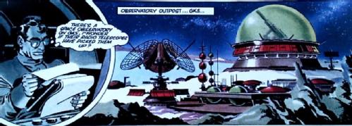 The radio observatory seen in Fireball XL5 (1966). Artist: Mike Noble
