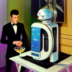 Robot butler serving a human