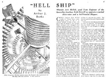 Introductory illustration to Hell Ship by Arthur J Burks in Astounding, August 1938