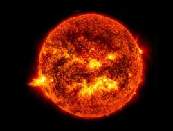 An image of the Sun, undergoing a solar flare (source: NASA)