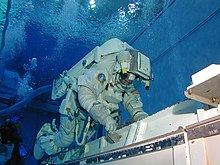 Astronaut in NASA's neutral buoyancy laboratory.
