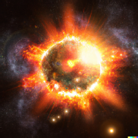AI generated image of exploding planet.