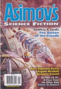 Cover of Asimov's for The Sultan of the Clouds by Landis. 