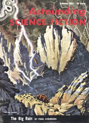 Cover image for the Big Rain, from Astounding SF, Oct 1954. Illustrator: van Dongen