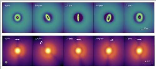 Numerical simulation of a protoplanetary disc accompanied by synthetic scattered light images showing shadows