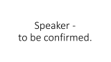 Speaker to be confirmed