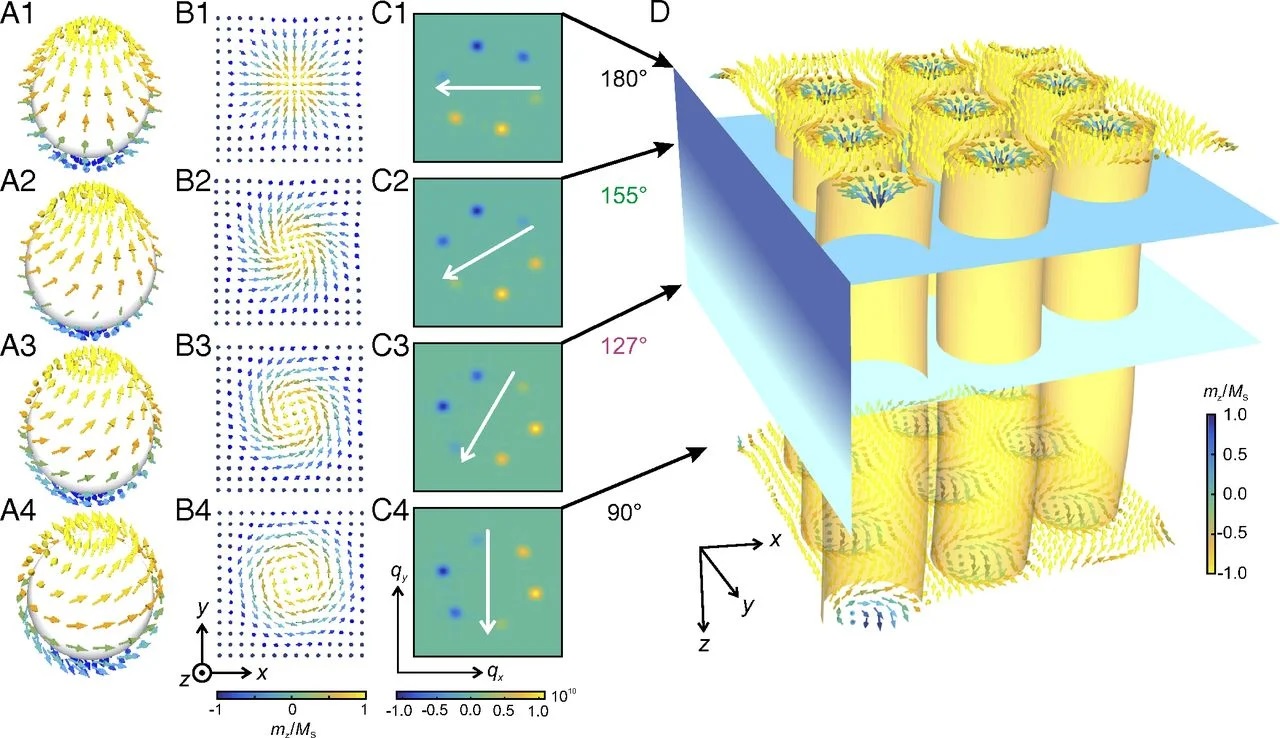S. Zhang, G. van der Laan, J. Müller, L. Heinen, M. Garst, A. Bauer, H. Berger, C. Pfleiderer, T. Hesjedal, Reciprocal space tomography of 3D skyrmion lattice order in a chiral magnet, Proceedings of the National Academy of Sciences 115, 6386 (2018).