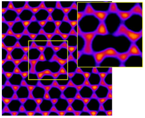 A TEM image of a single atom vacancy in monolayer graphene