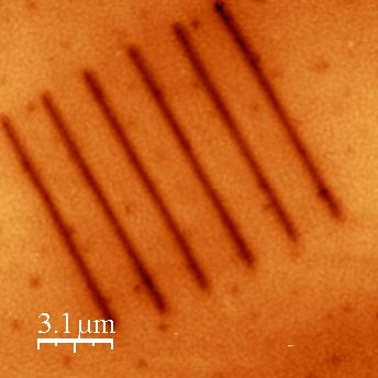 sub-micron patters in plasma polymerised tetraglyme