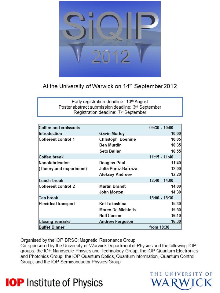 SiQIP 2012 schedule