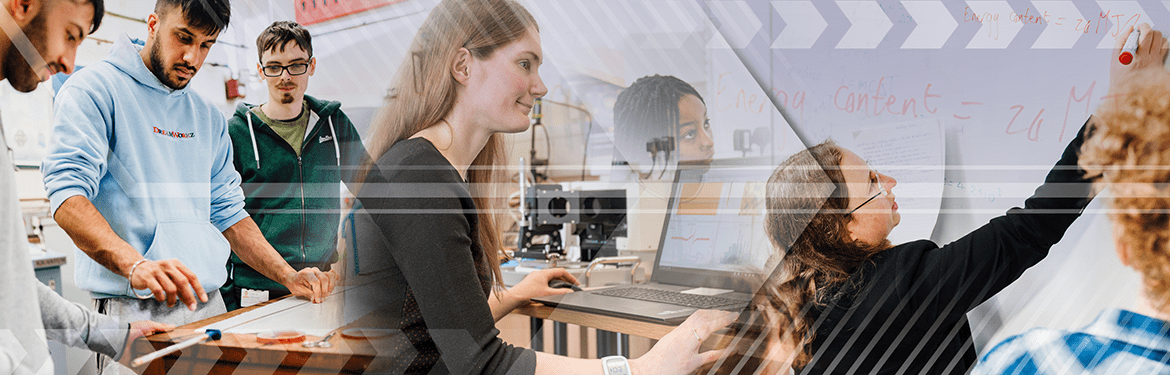 Multiple images of people working in the department