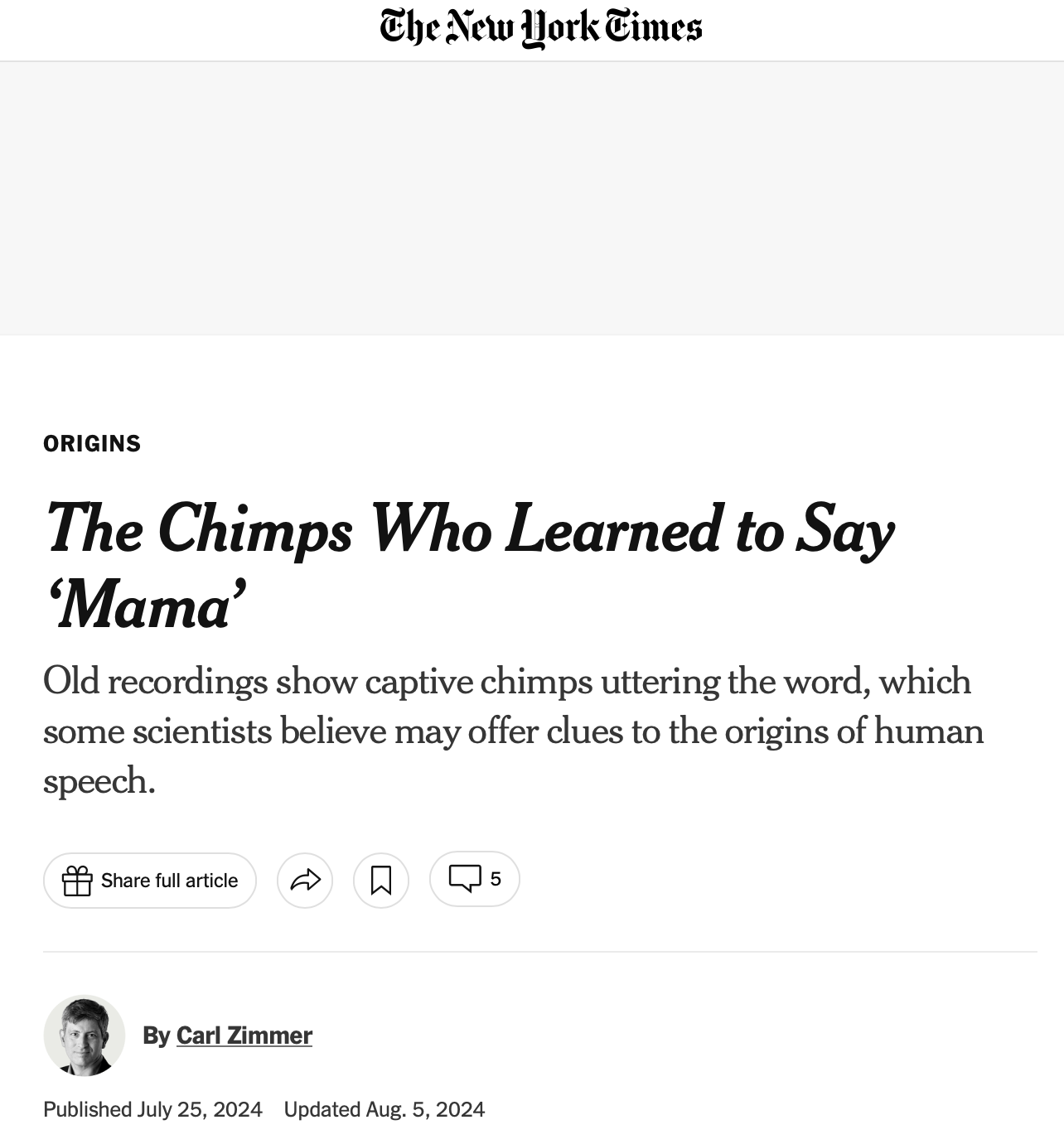 New York Times article