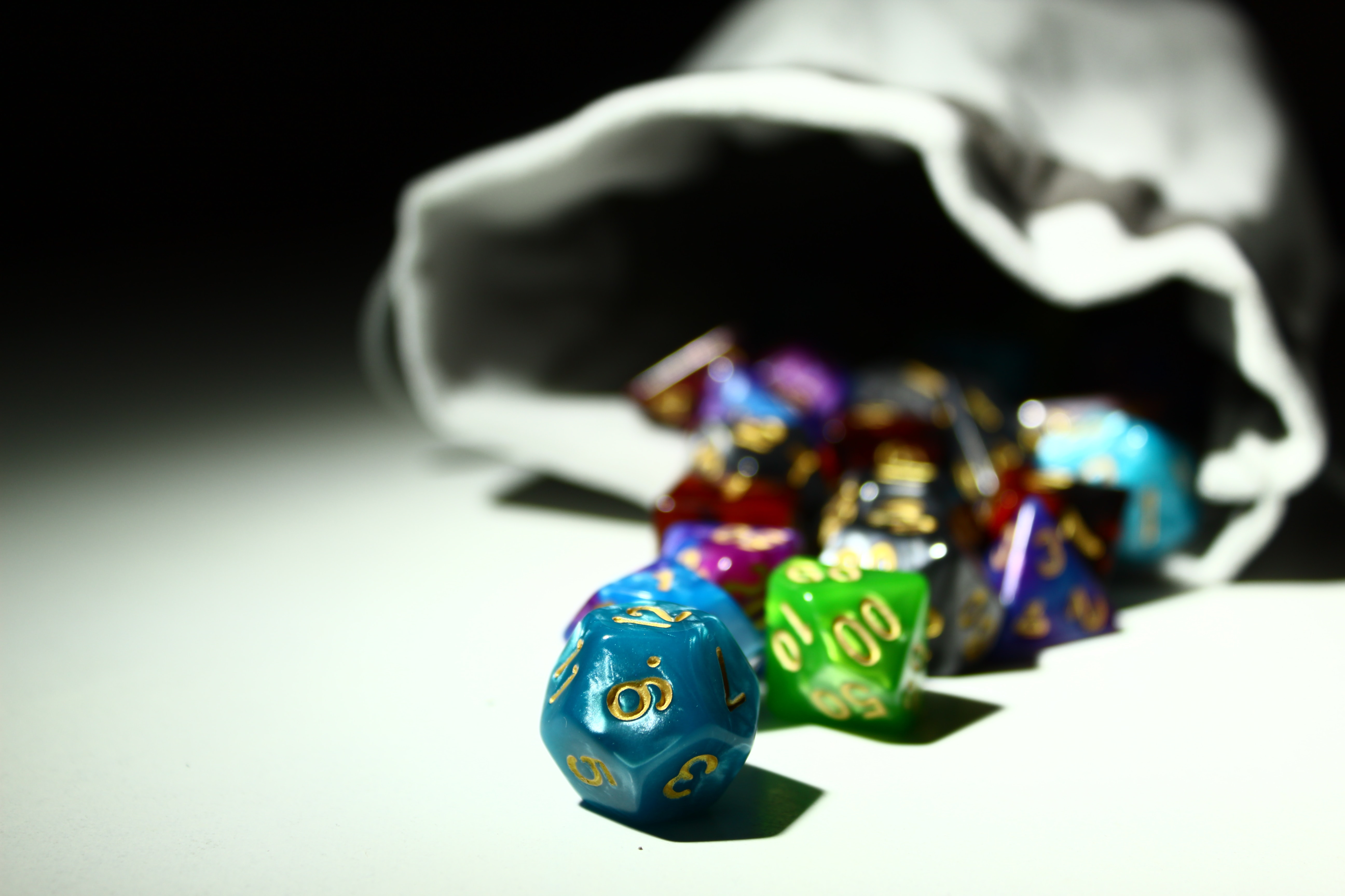 Bag with polyhedral dice.