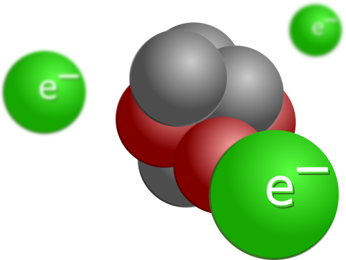 a lithium atom showing three electrons, three protons and four neutrons
