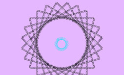black lines crossing in a circular pattern on a purple background