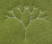 A zine tutorial to create a fractal tree in TurtleStitch
