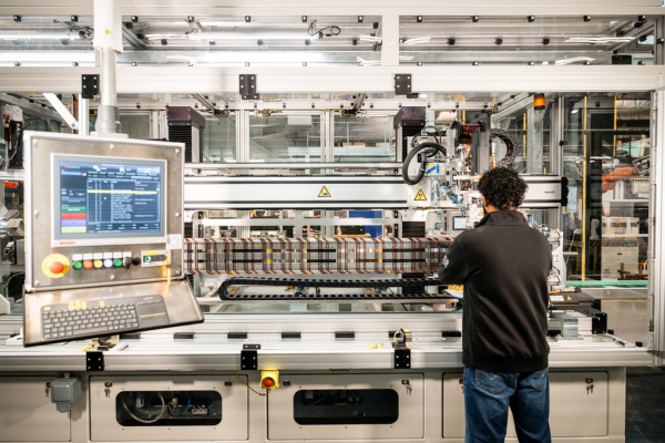 Person operating an industrial machine