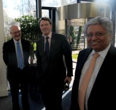 Professor Lord Kumar Bhattacharyya with Lord Peter Mandelson and University Vice-Chancellor Professor Nigel Thrift