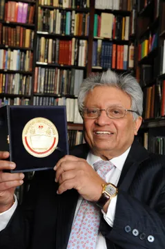 Professor Lord Kumar Bhattacharyya with the Queens Anniversary Prize Medal