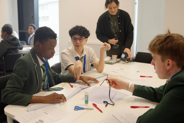 Year 8 and 9 students work in a team on an engineering activity.