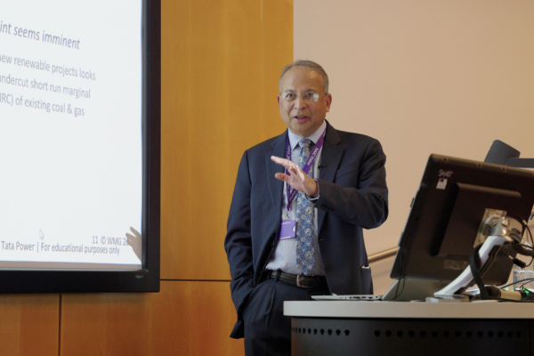Dr Sinha presents in lecture theatre