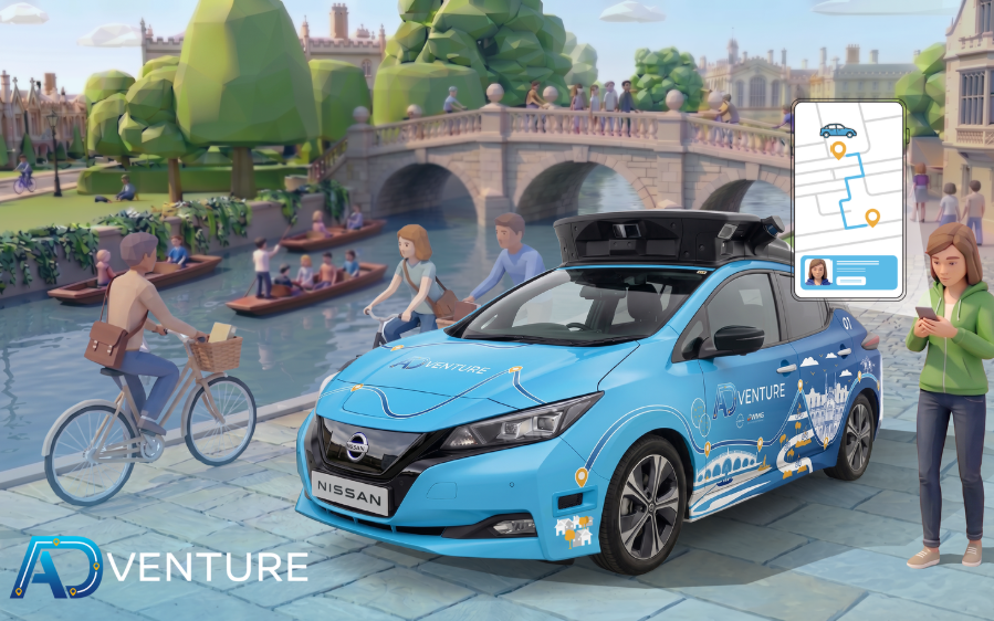 Artist impression of a self-driving car in Cambridge