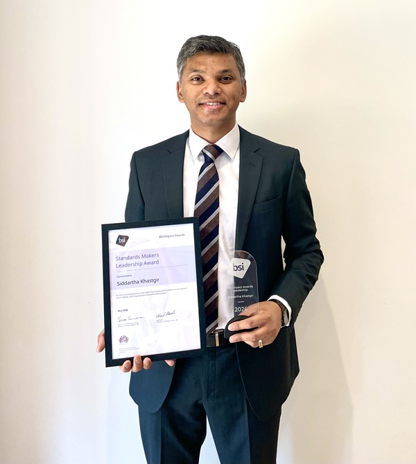 Professor Siddartha Khastgir with his BSI Impact Award