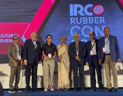 Ajitha Achuthanunni collects award at IRCORubberCon