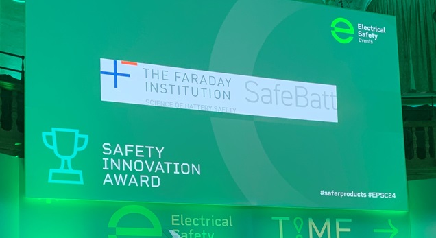 SafeBatt wins a Safety Innovation Award at Electrical Product Safety Conference