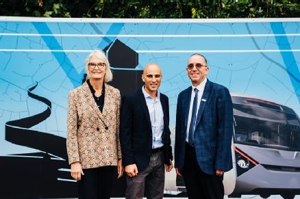 Image of Margot James, Dr Chris Micallef and Professor Robin Clark at the new testing site
