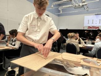 Picture shows students taking part in the Design and Make challenge