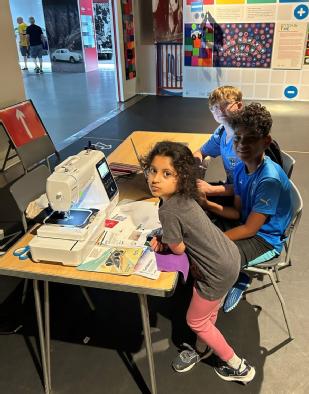 Children taking part in the Stitch in Time project